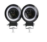 FGGHDR Front Headlight 3inch LED Work Light Square Round Car Headlight Halo Motorcycle For Jeeps ATV SUV 12V 24V Angel Eyes Driving Lights(2piece white and blue)