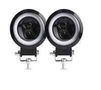 FGGHDR Front Headlight 3inch LED Work Light Square Round Car Headlight Halo Motorcycle For Jeeps ATV SUV 12V 24V Angel Eyes Driving Lights(2piece white and red)