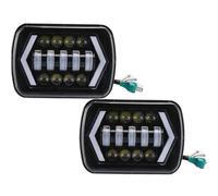 FGGHDR Front Headlight 7x6'' 5X7 Waterproof LED Headlight White DRL Amber Turn Signal For Jeep YJ For Cherokee XJ Trucks H4 Square