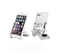 FGGHDR GPS Navigation Bracket Aluminum Alloy Motorcycle Modified Handlebar Phone Holder Universal Rearview Mirror Bike Bicycle Holder Soporte Celular Moto(Handlebar-Silver)