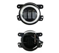 FGGHDR Headlight Assembly 4Inch Round LED Fog Lights Passing Lamps 30W Projector Lens With Halo Angel Eyes For Dodge For Journey For Charger Magnum 2005-2013(White Halo)