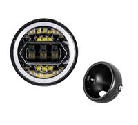 FGGHDR Motorcycle Headlight 5.75 Inch Motorcycle Led Headlight Universal 6.5" Round Head Light For Sportster For Cafe Racer For Suzuki(Lamp and Housing C)