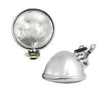 FGGHDR Motorcycle Headlight Retro Motorcycle Headlight Round With Holder Electroplate Vintage Headlamp For Suzuki(Chrome Clear Lens)