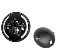 FGGHDR Motorcycle Lights Universal 7.5" Round Head Light For Cafe For Racer For Bobber 7inch LED Motorcycle Headlight (7.5 light housing C)