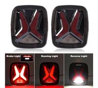 FGGHDR Trailer Rear Lights Tail Car Rear LED Tail Lights Universal X Shape Design 12v Drl Modified Brake Tail Lamp For Jeep For Wrangler CJ TJ YJ 1998-2006 Indicator Lighting(US RED VERSION)