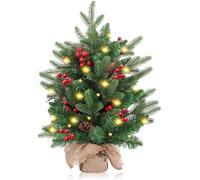 FGHB Christmas Tree,21.6 inch/55CM mini christmas trees,christmas trees with lights and 2M LED Lights,Cement Base Tabletop Christmas Tree,75 Branch Tips,for Home Office christmas decorations