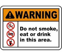 FGHFDHG Metal Sign Warning Tin Sign Warning Do Not Smoke, Eat Or Drink in This Area. Aluminum Sign for Home Coffee Bar Wall Decor 8x12 Inch