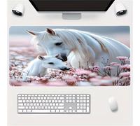 fghgbf Gaming Mouse Pad Flower Field Horses 1000x500x3mm XXL Large Mouse Mat with Non-Slip Base,Improved Precision and Speed Washable Extended Mousepad for Office and Home
