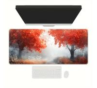 fghgbf Gaming Mouse Pad Red Maple Tree 600x300x3mm XXL Large Mouse Mat with Non-Slip Base,Improved Precision and Speed Washable Extended Mousepad for Office and Home