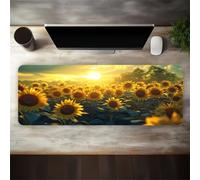 fghgbf Gaming Mouse Pad Sunlit Sunflower Field 800x300x3mm XXL Large Mouse Mat with Non-Slip Base,Improved Precision and Speed Washable Extended Mousepad for Office and Home