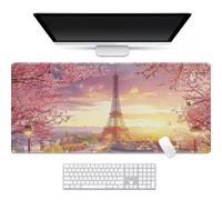 fghgbf Mouse Mat Romantic Eiffel Tower,Large Gaming Mouse Pad 900x400x2mm Stitched Edges Rubber Base Non-Slip Desk pad Computer Keyboard XXL Mousepad for Gaming Office Laptop