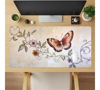 fghgbf Mouse Mat Vintage Floral Butterflies,Large Gaming Mouse Pad 1000x500x2mm Stitched Edges Rubber Base Non-Slip Desk pad Computer Keyboard XXL Mousepad for Gaming Office Laptop