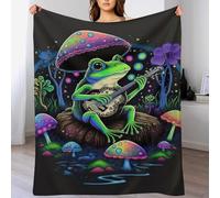 FGHJHGG Frog Playing Guitar 3D Blankets Super Soft Cosy & Warm Blanket for Sofa Or Bed Flannel Machine Washable Comfortable & Stylish 130×180cm