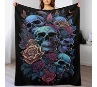 FGHJHGG Skull And Roses Super Soft Throw Blanket Throw for Sofa Couch Bed Flannel Machine Washable Nap Blankets Bed Spread 130×180cm