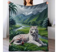FGHJHGG Tiger Throw Blanket Printed Throws for Kids Child Adults Soft Warm Flannel Blankets for Bed, Couch, And Travel 100×130cm