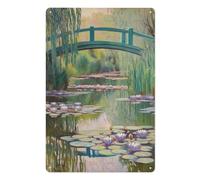 FGHRR Claude Monets Water Lilies and Japanese Bridge 1899Metal Tin Sign for Wall Decor Iron Door Accessories Poster Gifts12X8 Inch