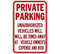 FGHRR Private Parking Unauthorized Vehicles Will Be Towed Away at Vehicle Owner'S Expense and Risk Sign Aluminum Tin Sign Metal Accessories Poster Gift 12X8 Inch