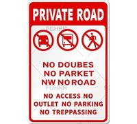 FGHRR Private Road No Access No Outlet No Parking No Trespassing Sign Metal Tin Wall Rusty Retro Looking Sign Poster Gifts Cafes Bar Club Office Store Yard Garage 12X8 Inch