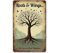 FGHRR Roots and Wings We Give to Our Children Metal Sign Aluminum Tin Sign Metal Accessories Poster Gift 12X8 Inch