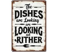 FGHRR The Dishes are Looking at Me Dirty Again Metal Sign Aluminum Vintage Metal Sign Art Iron Painting for Indoor Outdoor Decor Room 12X8 Inch