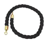 FGHSKIZ Guardrail rope, Carpet Stanchion Twisted Rope, Heavy-Duty Hemp Queen Barrier Ropes with Gold Hooks, for Restaurants/Hotels/Cinemas Crowd Control/(Black,Length 3M/9.8Ft/118In)