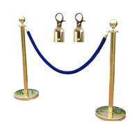 FGHSKIZ Guardrail rope, Queue Barrier Ropes Safety Stanchion Fence, Blue Heavy-Duty Rope Crowd Control Partition with Gold Hooks, Handrail Rope for Museum Hallway