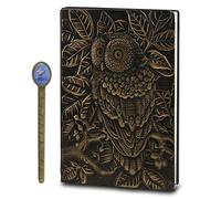 FGHSKIZ Notebook, LoveEmbossed Leather Journal Owl Bronze Personal Diary Ruled Travel Writing Diaries A5 with Book Ruler