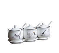 FGHSKIZ Seasoning pot, Seasoning Jar with Lid Container Salt Sugar Pepper Spice Box Bowl with Spoon Tray Home Kitchen Coffee Bar Storage Jar Condiment Pots Can