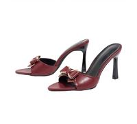 FgigcvE Women's Sky Blue 9cm Heels Sandals, Comfortable 3.5 Inch Formal Heels for Wedding Date Night,Wine Red,5.5 UK