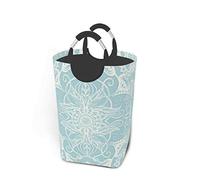 fgjfdjj Collapsible Floral Pattern In Duck Egg Blue & Cream Storage Bin Hamper Laundry Basket, Foldable Dirty Clothes Bag with Handles Home Bedroom Office Toys Books Organizer