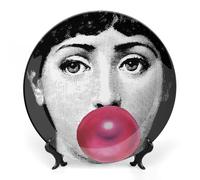 Fgjkt Lina Cavalieri Plate, Wall Decorative Plate, Mysterious Face Plate Wall Hanging Decoration,Including Bracket And Special Spring HooK,style-12,10inch