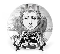 Fgjkt Lina Cavalieri Plate, Wall Decorative Plate, Mysterious Face Plate Wall Hanging Decoration,Including Bracket And Special Spring HooK,style-7,6inch