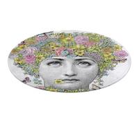 Fgjkt Washable Round Rugs, Lina Cavalieri Rugs for Living Room, Entryway Round Area Rug, Face Pattern Soft Non Slip Nursery Carpet for Bedroom Dining Coffee Table Decor,80 * 80cm