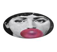 Fgjkt Washable Round Rugs, Lina Cavalieri Rugs for Living Room, Entryway Round Area Rug, Face Pattern Soft Non Slip Nursery Carpet for Bedroom Dining Coffee Table Decor,90 * 90cm