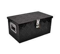FGJQEFG 20 Inch Tool Box Flatbox Truck Car Outdoor Trailer Pickup Underbody Toolbox,RV Storage Organizer,Underbed Tools Organizer W/Lock & Keys, Black Aluminum 5 Bar Tread(20''X12''X9.5'')