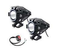 FGKDLDZCZM Motorcycle Hi/Lo Beam Running Light 2×LED Angel Eye Mini Motorcycle Headlight Auxiliar Driving Lamp led flashlight Motorbike Front ATV Scooter Accessories(2pcs Blue)