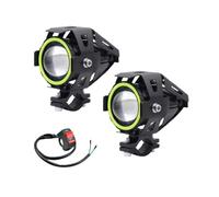 FGKDLDZCZM Motorcycle Hi/Lo Beam Running Light 2×LED Angel Eye Mini Motorcycle Headlight Auxiliar Driving Lamp led flashlight Motorbike Front ATV Scooter Accessories(2pcs Green)