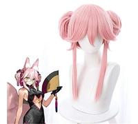 FGO Fate Grand Order EXTRA Tamamo No Mae Cosplay Wigs Long Pink Ponytails Curly Wig Heat Resistant Synthetic Hair Wig for Women