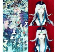 FGO Fate Grand Order First Emperor Mixed Color Straight Long Headwear Synthetic Hair Heat Resistant Halloween + Free Wig Cap