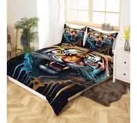 Fgolphd Majestic Tiger Bedding Set for Adults Teens -Vibrant Tiger Print Duvet Cover Set with ，Trendy Bedroom Decor for Wildlife Lovers single
