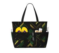 FGPkjh black green and gold geometric Print Waterproof Beach Travel Bag Lightweight Foldable Canvas Bags Gym Picnic Vacation