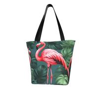 FGPkjh Flamingo Bird Round Leaves Print Lightweight Shoulder Bag Summer Outings Tote Bags Travel Hiking Work Casual Use