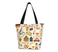 FGPkjh Germany Cultural Symbols Illu Print Lightweight Shoulder Bag Summer Outings Tote Bags Travel Hiking Work Casual Use