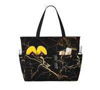 FGPkjh Gold Black Wallpaper Print Waterproof Beach Travel Bag Lightweight Foldable Canvas Bags Gym Picnic Vacation