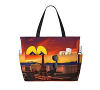 FGPkjh Las Vegas Sunset Print Waterproof Beach Travel Bag Lightweight Foldable Canvas Bags Gym Picnic Vacation