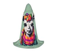 FGPkjh Llama In A Scarf Print Hooded Cape Cloak Cosplay Costume Carnival Events For Celebrations Outdoor Travel