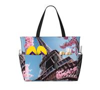 FGPkjh Oil Painting Paris Eiffel Tower Print Waterproof Beach Travel Bag Lightweight Foldable Canvas Bags Gym Picnic Vacation