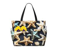 FGPkjh Seashell Starfish Print Waterproof Beach Travel Bag Lightweight Foldable Canvas Bags Gym Picnic Vacation