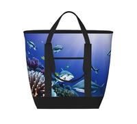 FGPkjh Shark Swimming Under The Sea Print Women Men Tote Bag Large Capacity Insulated Grocery Lunch Picnic Beach Shopping