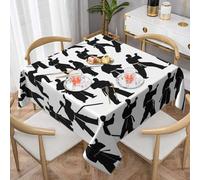 FGPkjh Silhouettes of Martial Arts Print 55in Square Tablecloth for Dining Room Kitchen Holiday Gathering Home Decor Daily